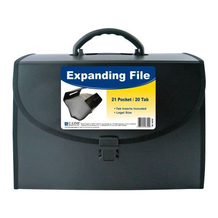 C-Line Products C-Line Products 21-Pocket Legal Size Expanding File with Handle, Black, 1/EA 58320